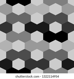 Geometrical backdrop. Polygons ornament. Hexagons, figures background. Geometric wallpaper. Mosaics motif. Digital paper, textile print, web design, abstract. Seamless pattern. Vector.