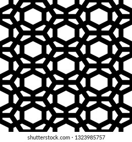 Geometrical backdrop. Polygons ornament. Hexagons, pentagons background. Geometric wallpaper. Mosaics motif. Digital paper, textile print, web design, abstract. Seamless pattern. Vector.