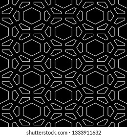 Geometrical backdrop. Polygons ornament. Hexagons, pentagons background. Geometric wallpaper. Mosaics motif. Digital paper, textile print, web design, abstract. Seamless pattern. Vector.