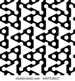 Geometrical backdrop. Seamless pattern. Hexagons, circles, figures ornament. Modern background. Simple shapes wallpaper.Digital paper, web designing, textile print.