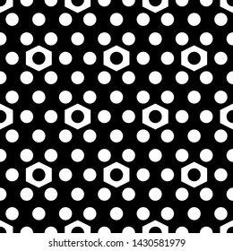 Geometrical backdrop. Seamless pattern.Polygons, figures background. Simple shapes wallpaper. Hexagons, circles ornament. Digital paper, web designing, textile print.