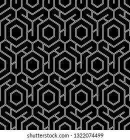 Geometrical backdrop. Shapes background. Geometric wallpaper. Polygonal motif. Digital paper, textile print, abstract.Hexagons, figures ornament. Seamless pattern. Vector.