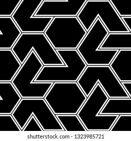 Geometrical backdrop. Shapes wallpaper. Polygonal motif.Geometric background. Digital paper, textile print, abstract.Hexagons, figures ornament. Seamless pattern. Vector.