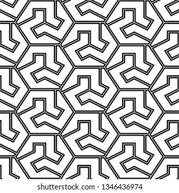 Geometrical backdrop.Hexagons, figures ornament. Polygons background.Simple shapes wallpaper. Mosaics motif. Digital paper, web designing, textile print. Seamles pattern. Vector