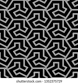 Geometrical backdrop.Hexagons, figures ornament. Polygons background.Simple shapes wallpaper. Mosaics motif. Digital paper, web designing, textile print. Seamles pattern. Vector.