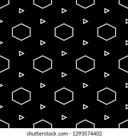 Geometrical backdrop.Polygons motif. Hexagons, triangles pattern. Triangular, hexagonal shapes wallpaper. Geometric background. Digital paper, abstract. Seamless ornament. Vector.