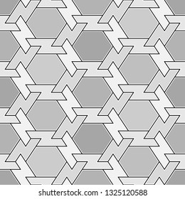 Geometrical backdrop.Seamless pattern. Geometric background. Shapes wallpaper. Hexagons, figures ornament. Polygonal motif. Digital paper, textile print, abstract. Vector