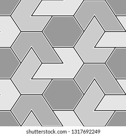 Geometrical backdrop.Seamless pattern. Shapes wallpaper.Hexagons, figures ornament. Geometric background. Polygonal motif. Digital paper, textile print, abstract. Vector