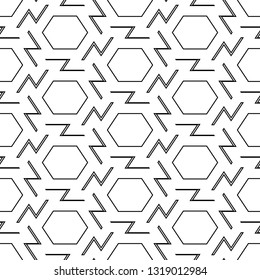 Geometrical backdrop.Shapes wallpaper. Hexagons, figures ornament. Geometric background. Polygonal motif. Digital paper, textile print, abstract. Seamless pattern. Vector