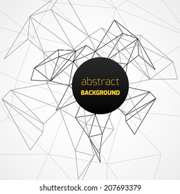 Geometrical background with black lines and circle banner. Vector illustration
