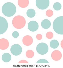 Geometrical background with circles. Abstract round seamless pattern. Colorful dots pattern on white background. Vector illustration.