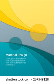 Geometrical background in material design style with pieces of paper on different elevation. Symmetric motion