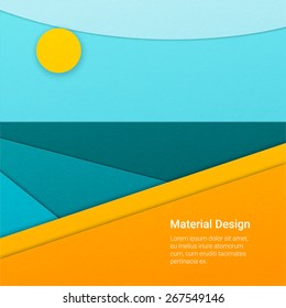 Geometrical background in material design style with pieces of paper on different elevation. Summer concept
