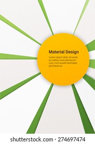 Geometrical background in material design style with pieces of paper on different elevation. Brochure. Summer camomile