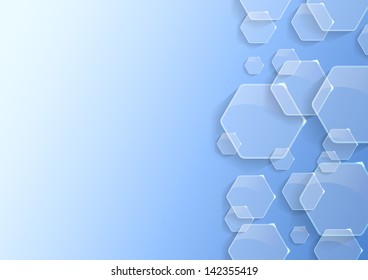 Geometrical background with transparent hexagons