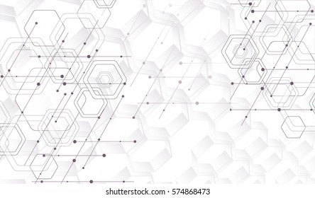 
Geometrical background with transparent hexagons. 3D grid of hexagons, futuristic background