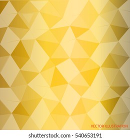 Geometrical background with triangles. Illustration in gold colors. Vector illustration.