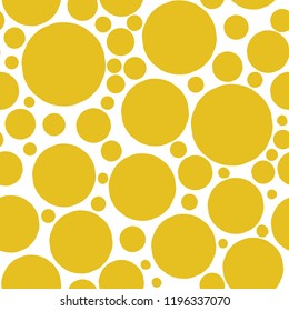 Geometrical background with uneven circles. Abstract round seamless pattern. Hand drawn colorful dots pattern on white background. Vector illustration.