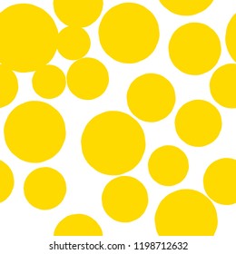 Geometrical background with uneven circles. Abstract round seamless pattern. Hand drawn colorful dots pattern on white background. Vector illustration.