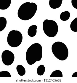 Geometrical background with uneven circles. Abstract round seamless pattern. Hand drawn dots pattern on white background. Vector illustration.  