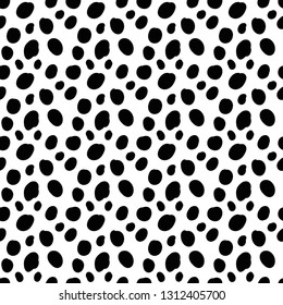 Geometrical background with uneven circles. Abstract round seamless pattern. Hand drawn dots pattern on white background. Vector illustration.  