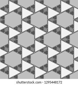 Geometrical background.Polygons motif. Hexagons, triangles, rhombuses pattern.Geometric backdrop. Triangular, quadrangular, hexagonal shapes wallpaper. Digital paper, abstract. Seamless ornament.