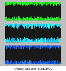 Geometrical banner background template design set - horizontal vector illustration from vertical lines on black background