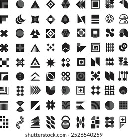 Coleção geométrica de logotipos pretos. Logótipos abstratos. Moderno. Design de ícone