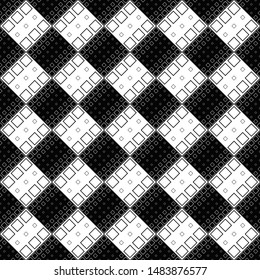 Geometrical black and white diagonal square pattern background - abstract vector graphic design