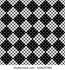 Geometrical black and white rounded diagonal square pattern background - abstract vector design