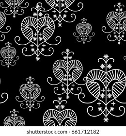 Geometrical black and white seamless pattern with voodoo symbol of the goddess