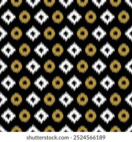 Geometrical Block print Gold white paste Ikkat Design Allover Seamless Repeat Pattern