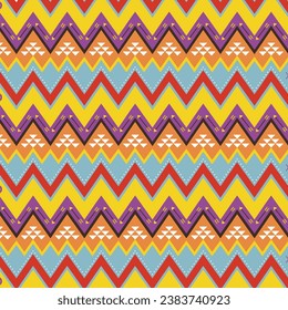 Geometrical boho style wavy background pattern with colorful shapes.