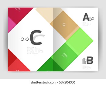 Geometrical brochure a4 business template, flyer abstract background with infographics abc options. Modern print template