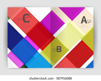 Geometrical brochure a4 business template, flyer abstract background with infographics abc options. Modern print template