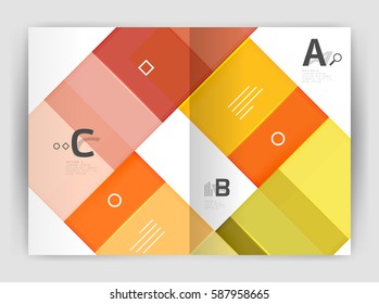 Geometrical brochure a4 business template, flyer abstract background with infographics abc options. Modern print template