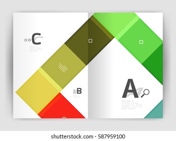 Geometrical brochure a4 business template, flyer abstract background with infographics abc options. Modern print template