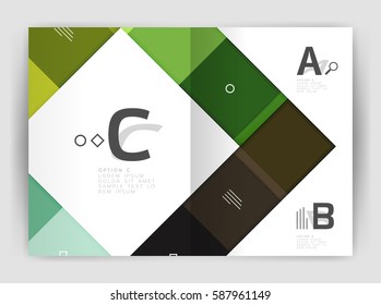 Geometrical brochure a4 business template, flyer abstract background with infographics abc options. Modern print template