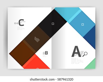 Geometrical brochure a4 business template, flyer abstract background with infographics abc options. Modern print template