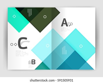 Geometrical brochure a4 business template, flyer abstract background with infographics abc options. Modern print template