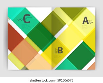 Geometrical brochure a4 business template, flyer abstract background with infographics abc options. Modern print template