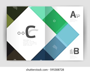 Geometrical brochure a4 business template, flyer abstract background with infographics abc options. Modern print template