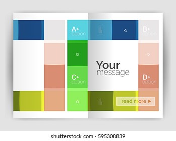 Geometrical brochure a4 business template, flyer abstract background with infographics abc options. Modern print template