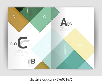 Geometrical brochure a4 business template, flyer abstract background with infographics abc options. Modern print template