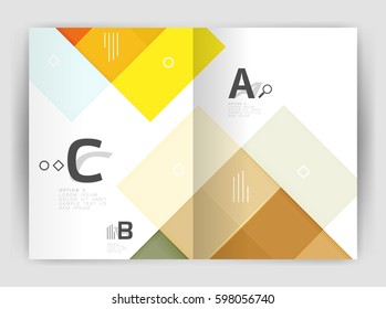 Geometrical brochure a4 business template, flyer abstract background with infographics abc options. Modern print template
