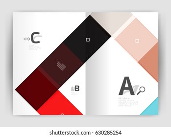 Geometrical brochure a4 business template, flyer abstract background with infographics abc options. Modern print template