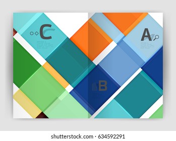 Geometrical brochure a4 business template, flyer abstract background with infographics abc options. Modern print template