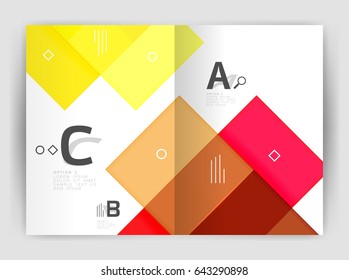 Geometrical brochure a4 business template, flyer abstract background with infographics abc options. Modern print template