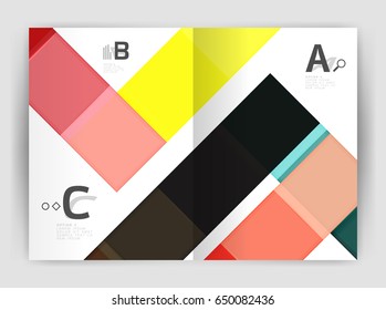 Geometrical brochure a4 business template, flyer abstract background with infographics abc options. Modern print template