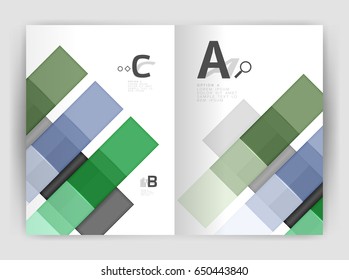 Geometrical brochure a4 business template, flyer abstract background with infographics abc options. Modern print template